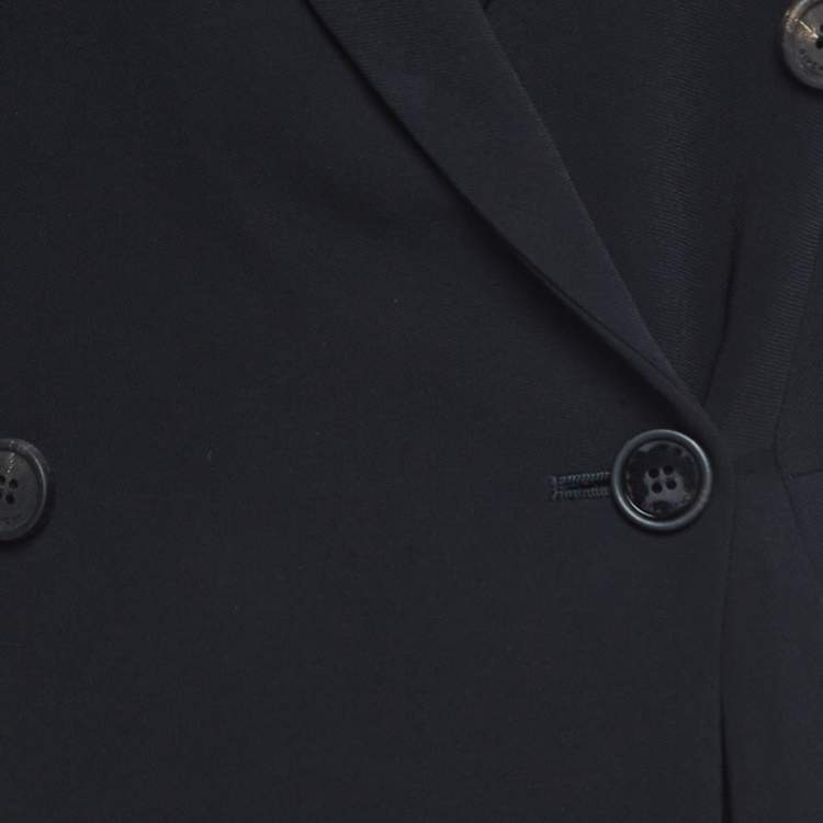 Pre Owned Givenchy Black Crepe Double Breasted Flared Mid-Length Coat M