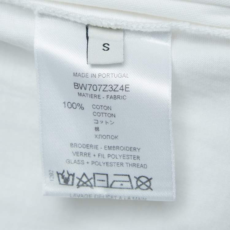 Pre Owned Givenchy White Logo Embroidered Cotton Half Sleeve T-Shirt S