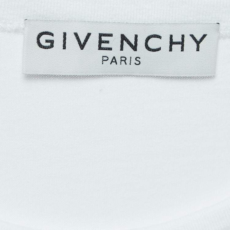 Pre Owned Givenchy White Logo Embroidered Cotton Half Sleeve T-Shirt S