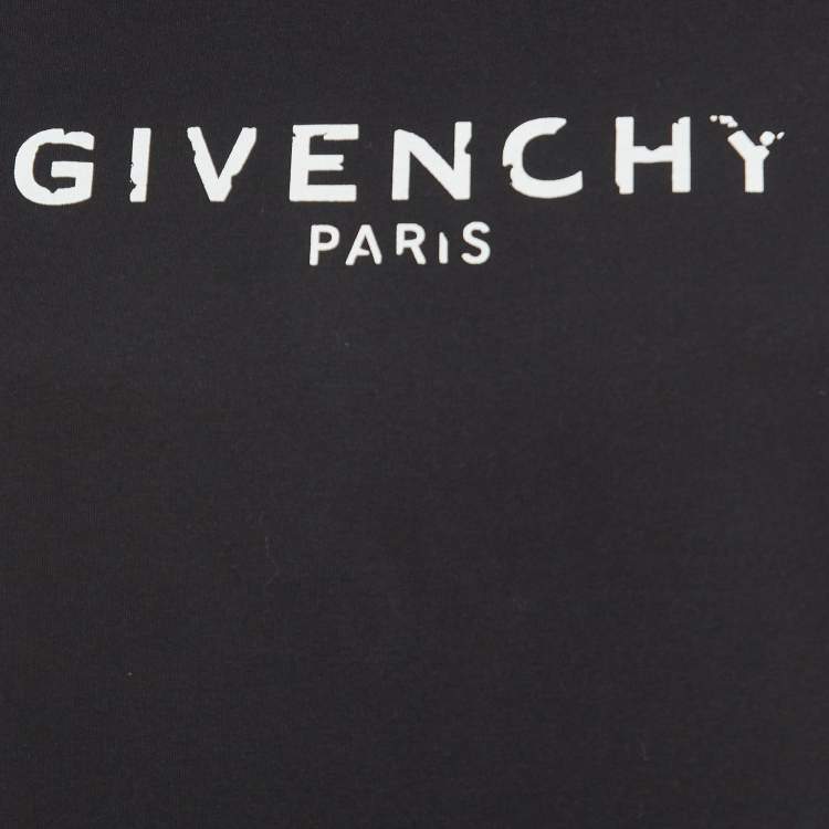 Pre Owned Givenchy Black Vintage Logo Print Cotton Short Sleeve T-Shirt XS