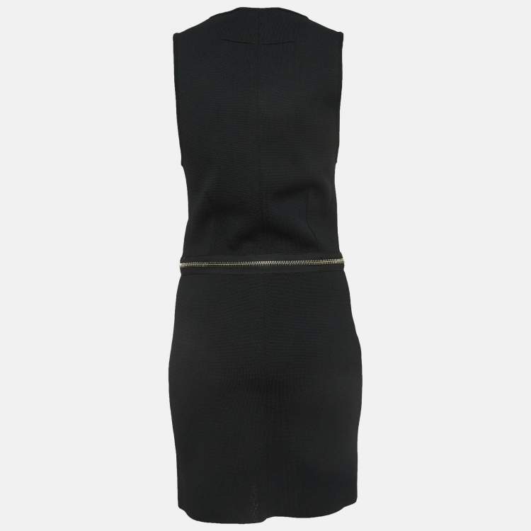Pre Owned Givenchy Black Knit Zipper Detail Bodycon Dress L