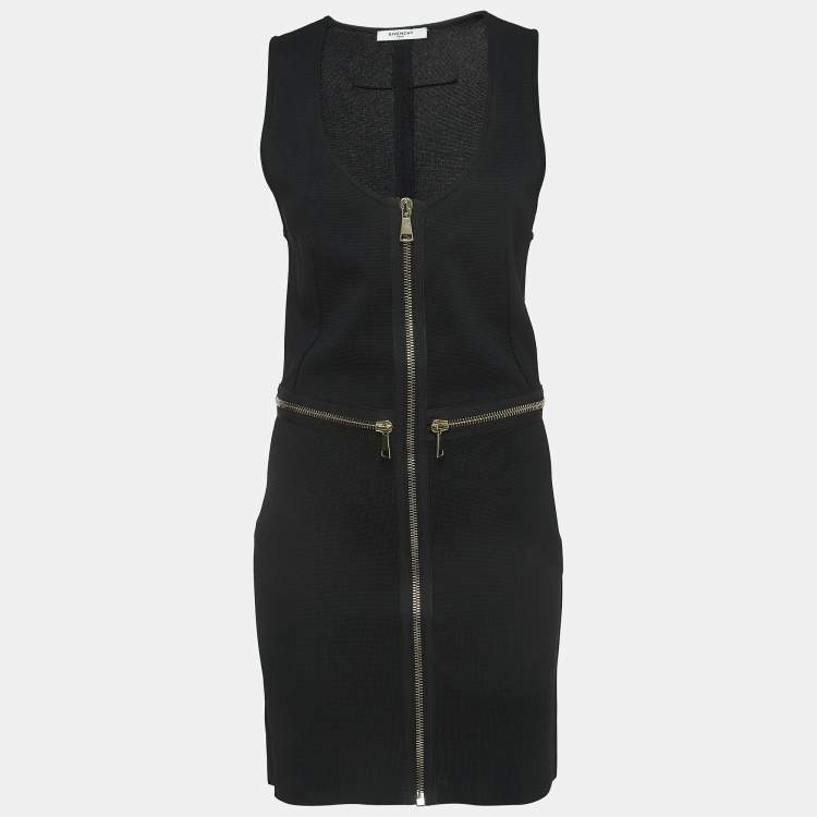 Pre Owned Givenchy Black Knit Zipper Detail Bodycon Dress L