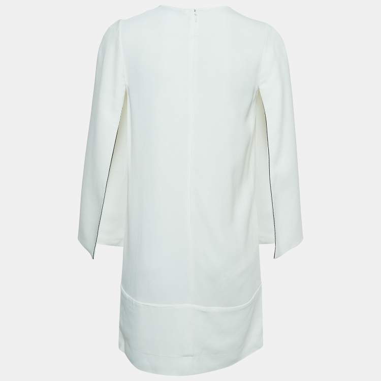 White crepe dress clearance with cape sleeves