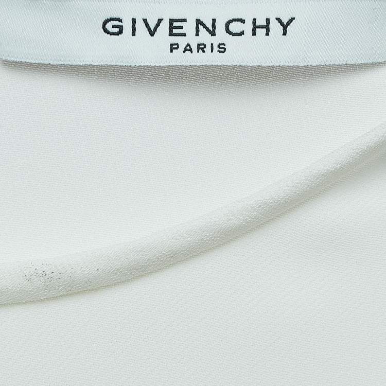 Pre Owned Givenchy White Crepe Cape Sleeve Detail Shift Dress M