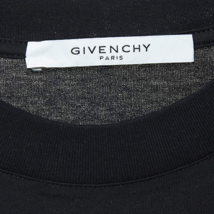 Pre Owned Givenchy Black Blurred Logo Print Half Sleeve T-Shirt L