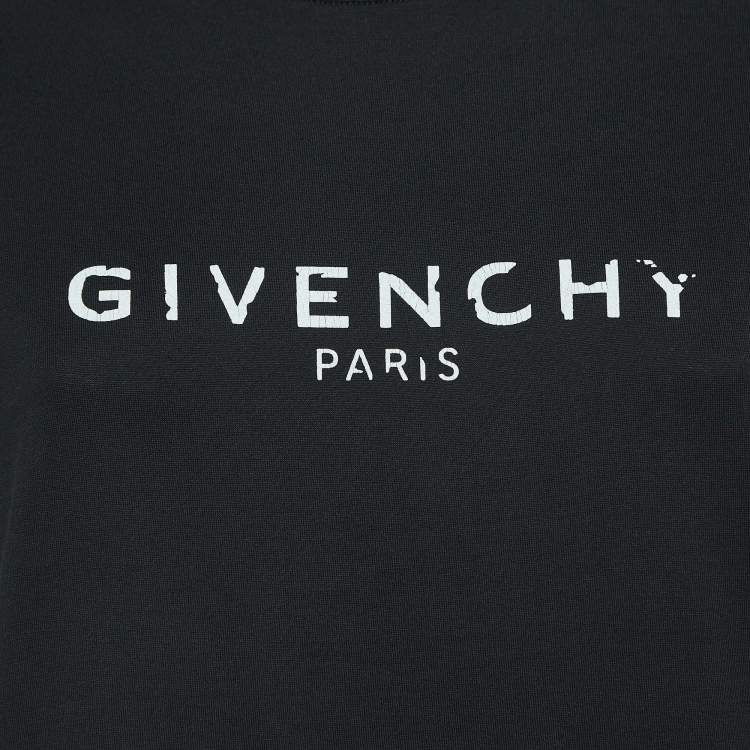 Pre Owned Givenchy Black Cracked Logo Print Cotton Jersey T-Shirt M
