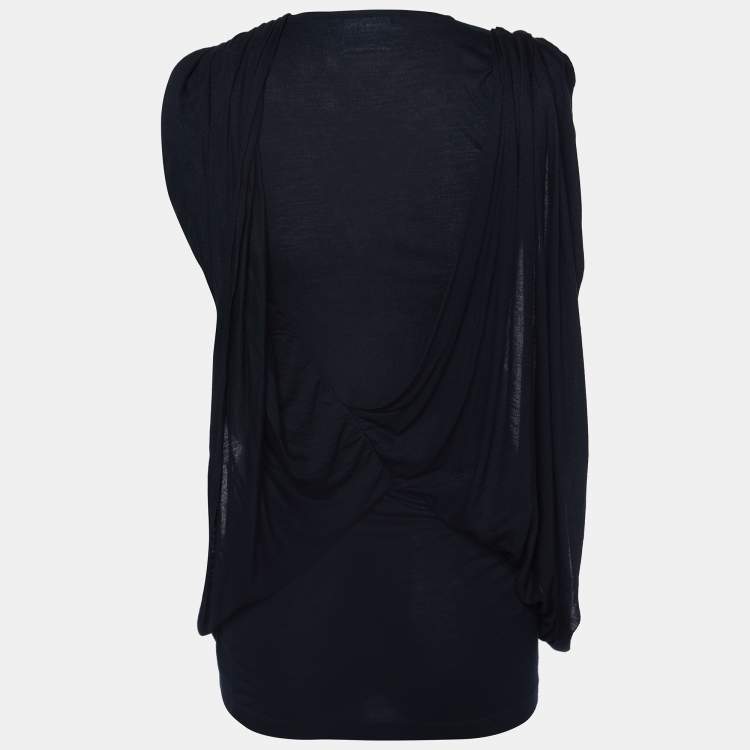 Pre Owned Givenchy Black Jersey Draped Sleeveless Top S