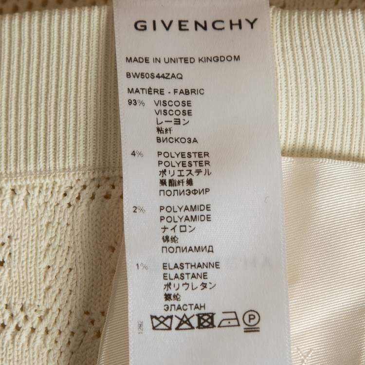 Pre Owned Givenchy Off White Logo Patterned Knit Leggings XS