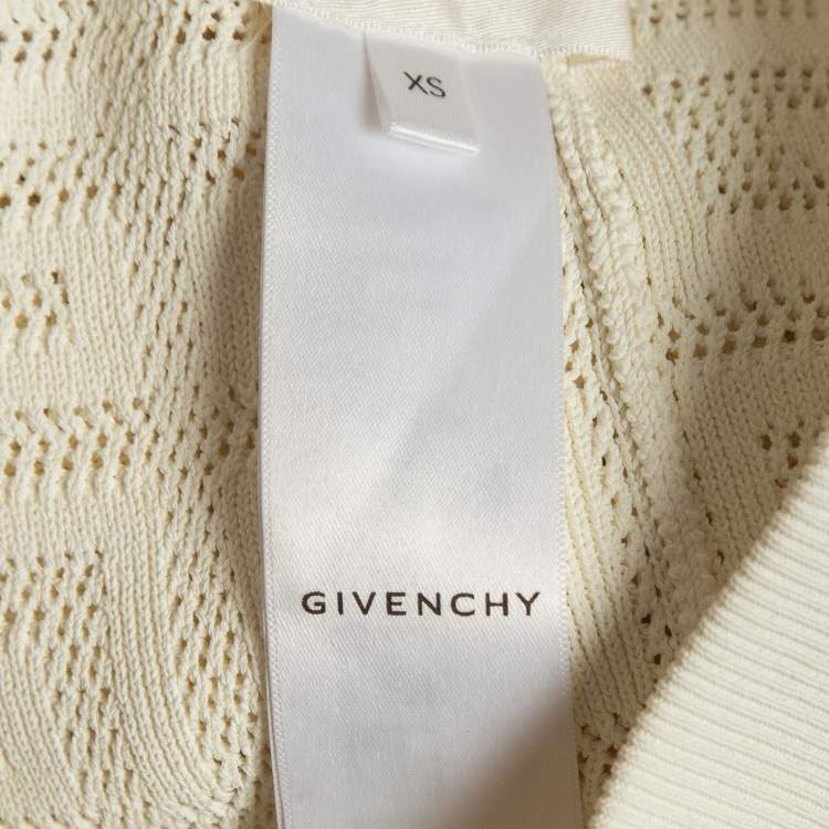Pre Owned Givenchy Off White Logo Patterned Knit Leggings XS