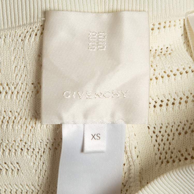 Pre Owned Givenchy Off White Logo Patterned Knit Leggings XS