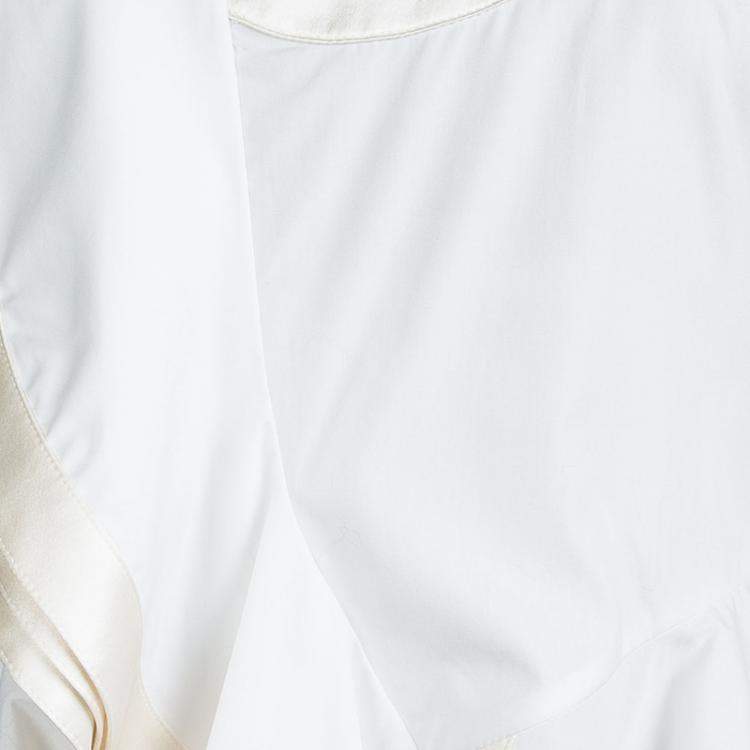 Pre Owned Givenchy White Silk Trim Ruffle Detail Sleeveless Top L
