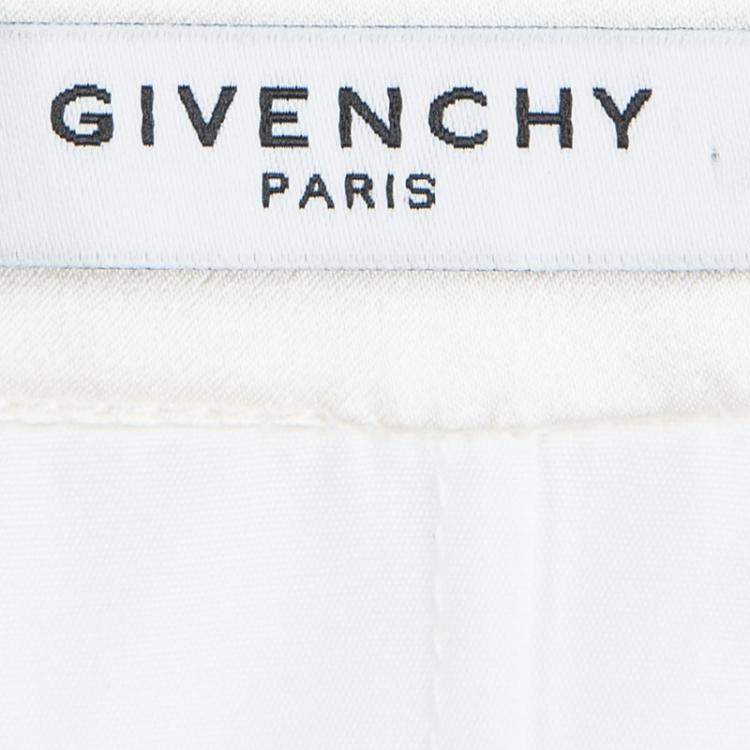Pre Owned Givenchy White Silk Trim Ruffle Detail Sleeveless Top L