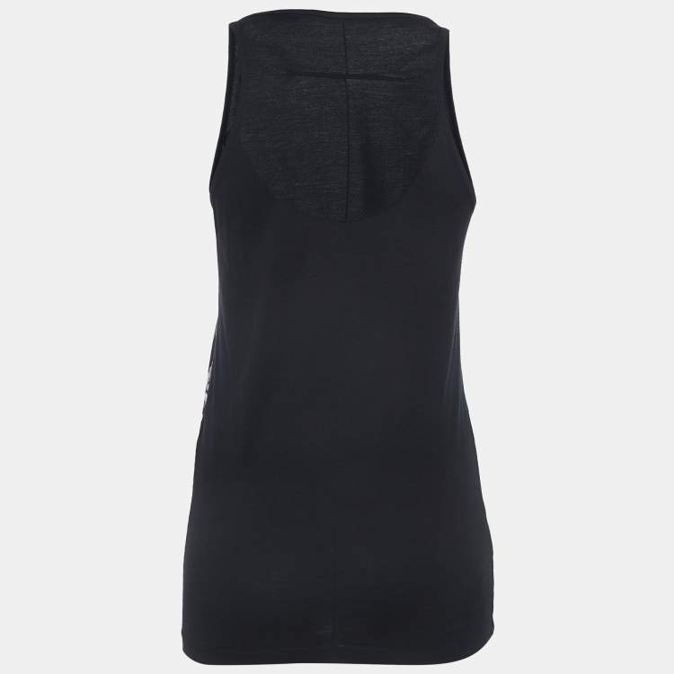 Pre Owned Givenchy Black Print Cotton Knit Tank Top S