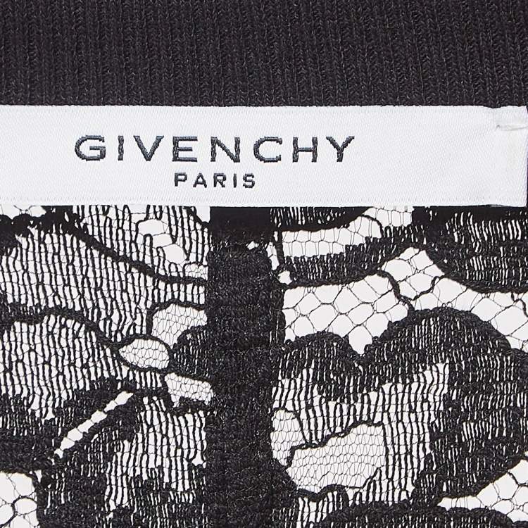 Pre Owned Givenchy Black Floral Lace Semi Sheer Top and Pants Set M