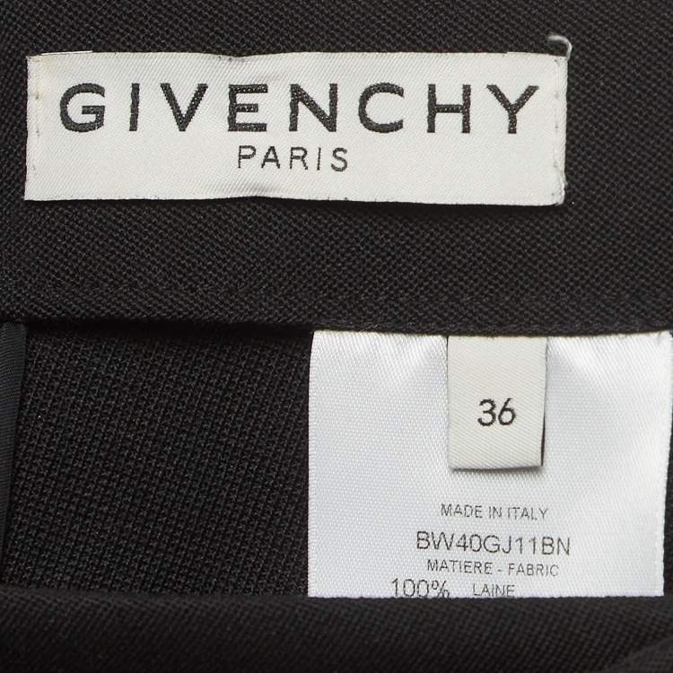 Pre Owned Givenchy Black Chain Belted Gabardine Asymmetrical Mini Skirt S