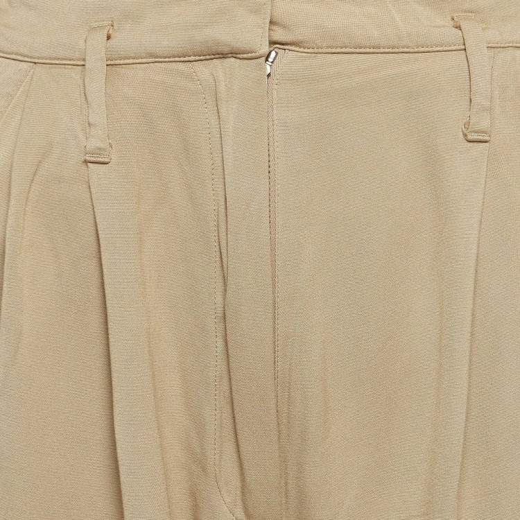 Pre Owned Givenchy Green Crepe High-Waisted Tapered Military Trousers S