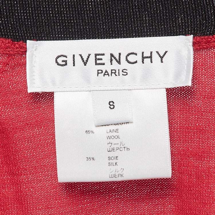 Pre Owned Givenchy Red/Black Jersey Colorblock Sweatshirt S
