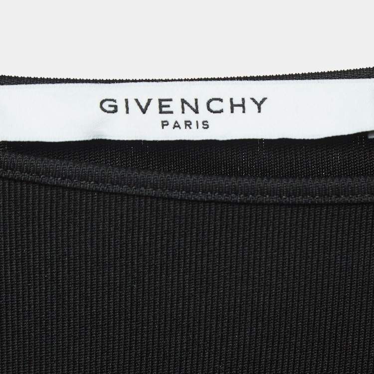 Pre Owned Givenchy Black Printed Jersey Asymmetric Short Dress M