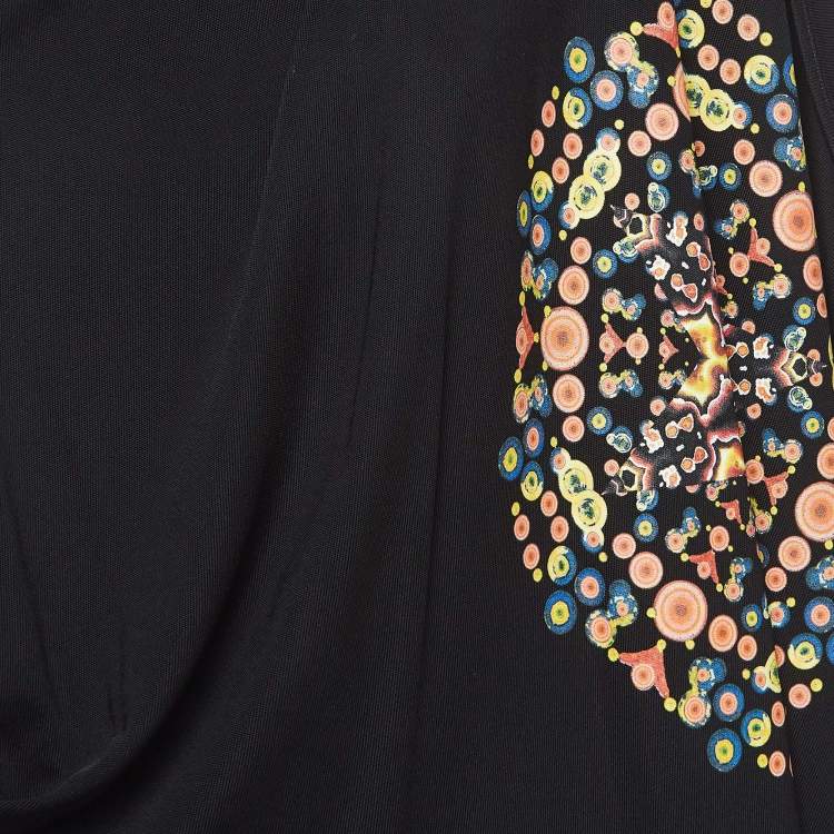 Pre Owned Givenchy Black Printed Jersey Asymmetric Short Dress M