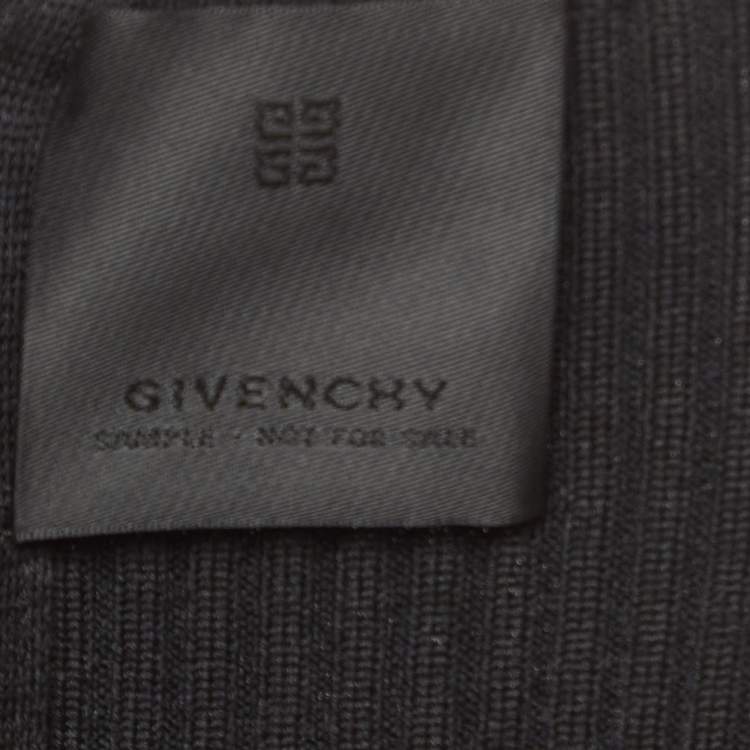 Pre Owned Givenchy Black Rib Knit Panelled Flounce Midi Dress S