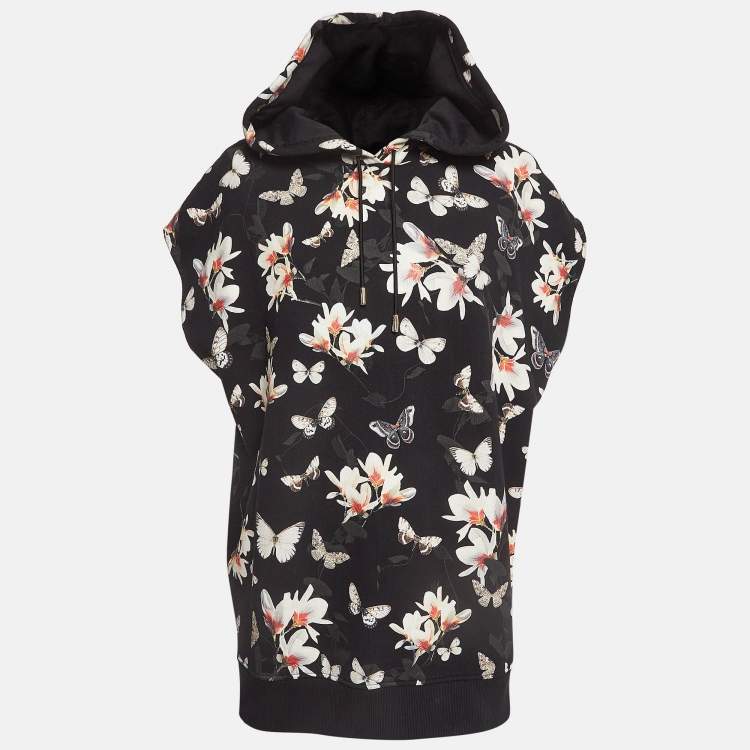 Pre Owned Givenchy Black Printed Cotton Knit Oversized Hoodie M