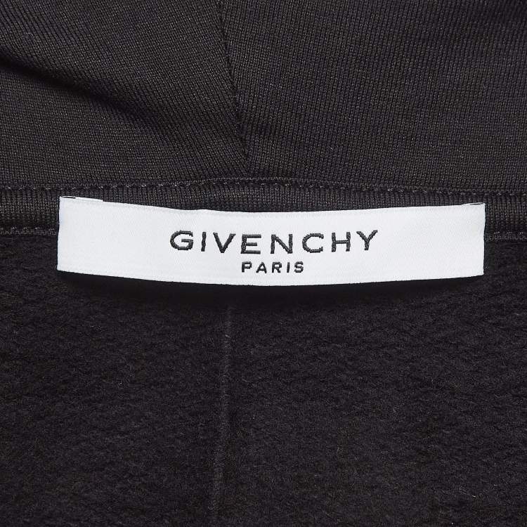Pre Owned Givenchy Black Printed Cotton Knit Oversized Hoodie M