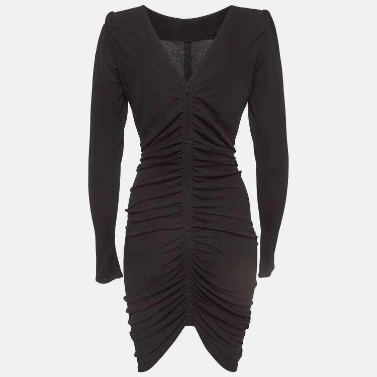 Pre Owned Givenchy Black Jersey Ruched Mini Dress S