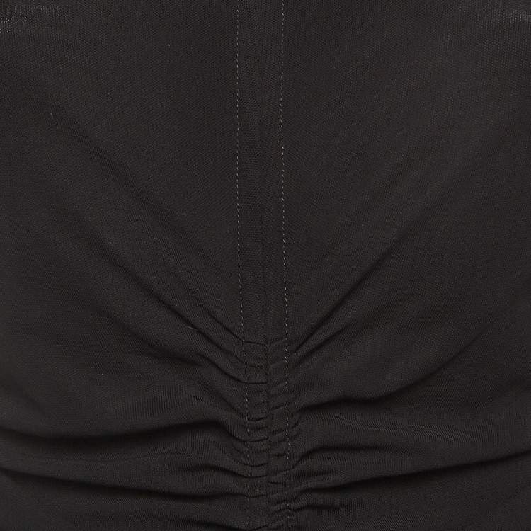Pre Owned Givenchy Black Jersey Ruched Mini Dress S