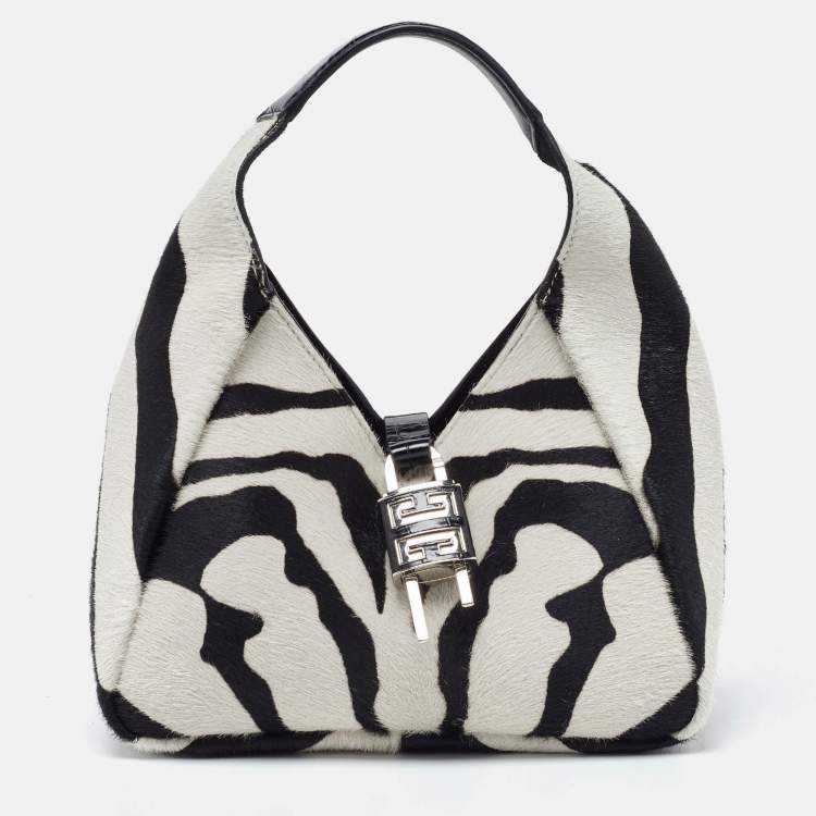 Pre Owned Givenchy White/Black Zebra Calfhair and Leather Bag