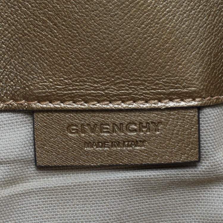Pre Owned Givenchy Gold Leather Medium Antigona Envelope Clutch