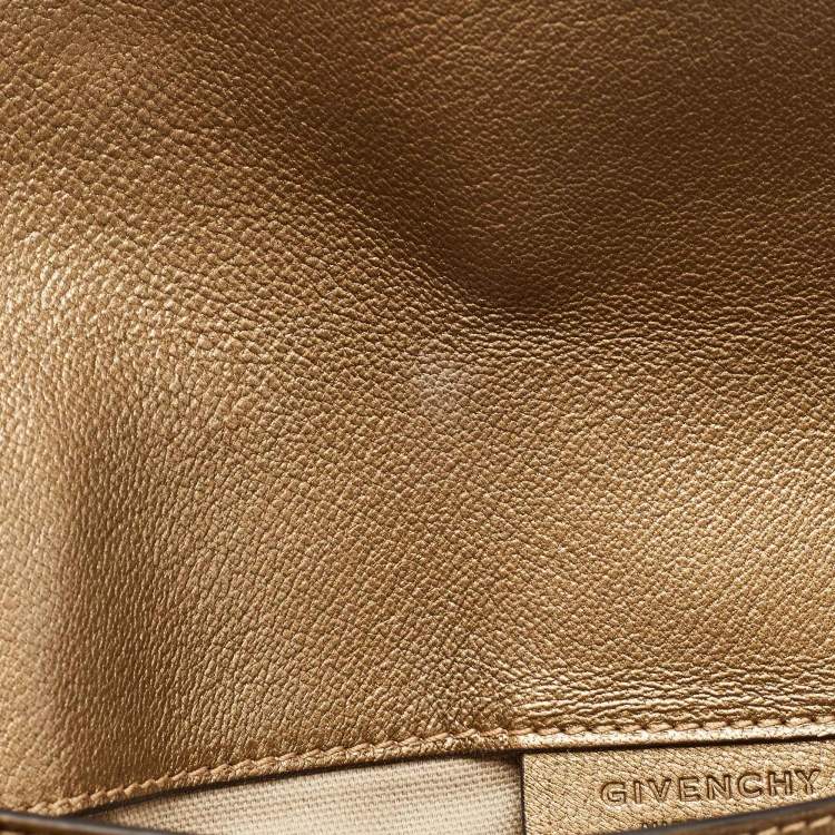 Pre Owned Givenchy Gold Leather Medium Antigona Envelope Clutch
