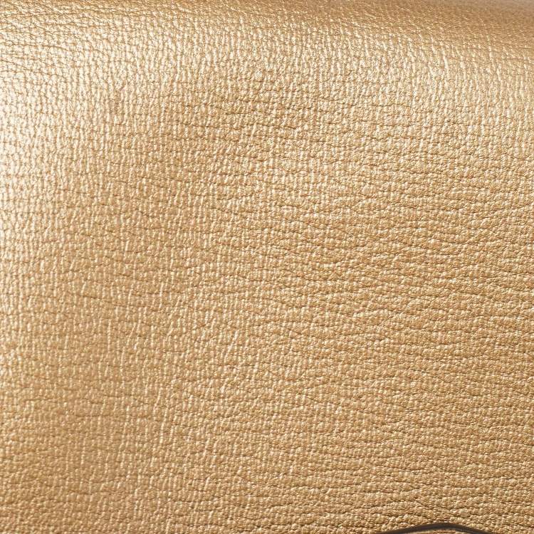 Pre Owned Givenchy Gold Leather Medium Antigona Envelope Clutch