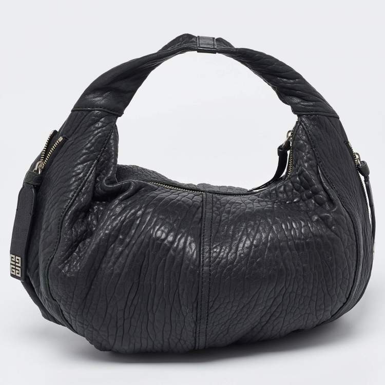 Pre Owned Givenchy Black Soft Leather Side Zip Hobo