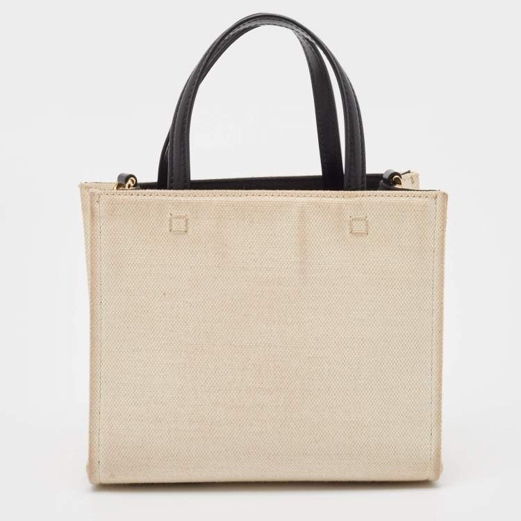 Pre Owned Givenchy Beige/Black Canvas Mini G Tote  