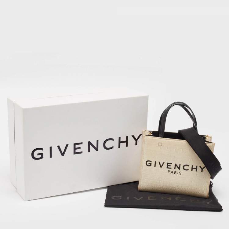 Pre Owned Givenchy Beige/Black Canvas Mini G Tote  