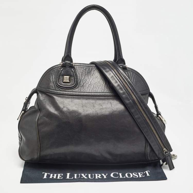 Pre Owned Givenchy Black Leather Zip Dome Satchel