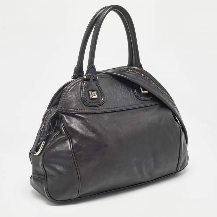 Pre Owned Givenchy Black Leather Zip Dome Satchel