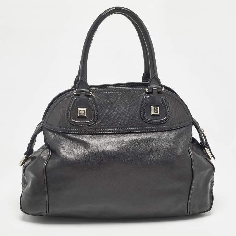 Pre Owned Givenchy Black Leather Zip Dome Satchel