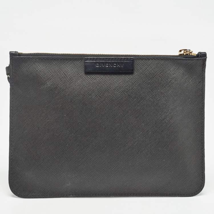 Pre Owned Givenchy Black Coated Canvas Rottweiler Face Wristlet Pouch