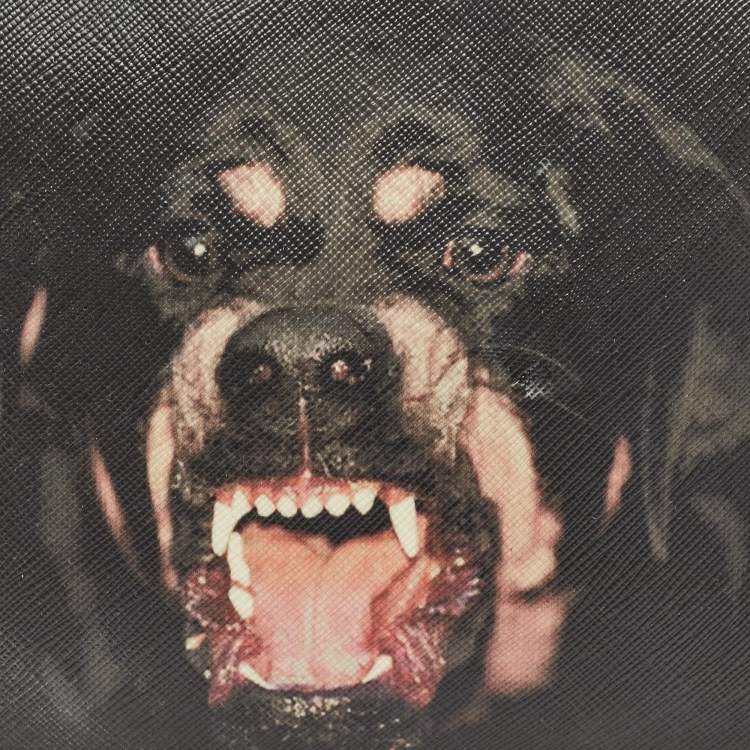 Pre Owned Givenchy Black Coated Canvas Rottweiler Face Wristlet Pouch