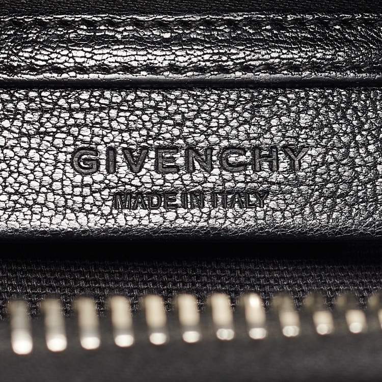 Pre Owned Givenchy Black/White Leather Small Woven Antigona Satchel