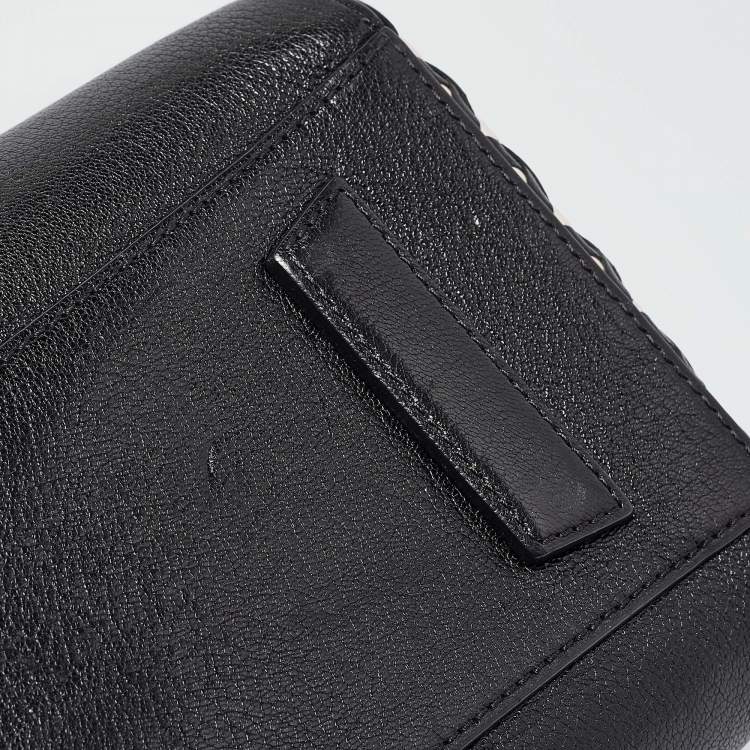 Pre Owned Givenchy Black/White Leather Small Woven Antigona Satchel