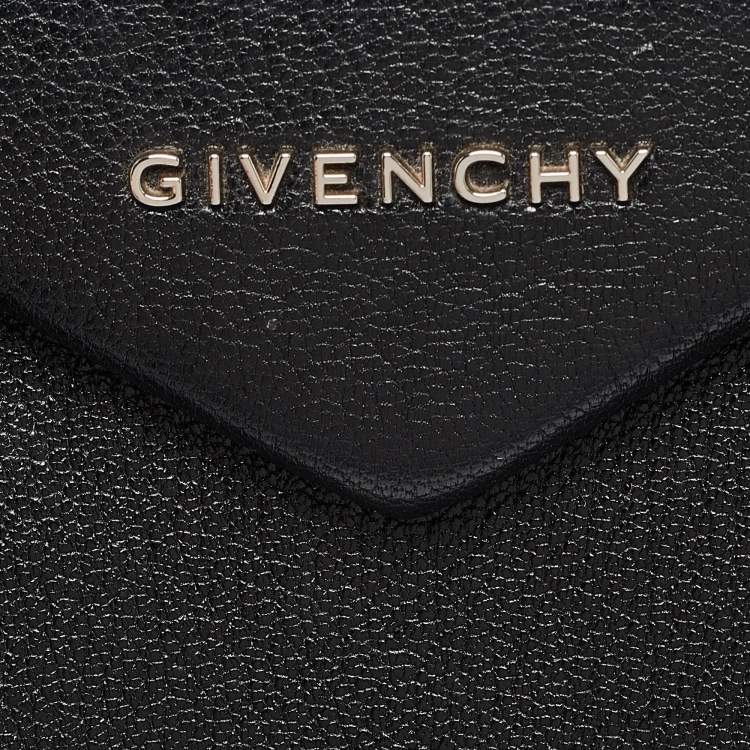 Pre Owned Givenchy Black/White Leather Small Woven Antigona Satchel
