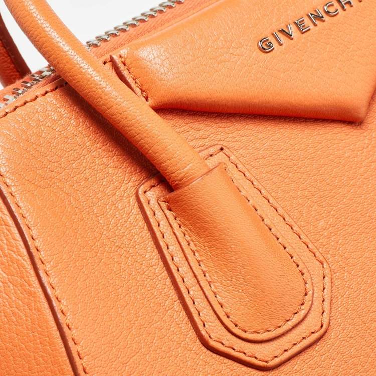 Pre Owned Givenchy Orange Leather Small Antigona Satchel