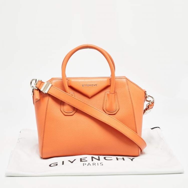 Pre Owned Givenchy Orange Leather Small Antigona Satchel