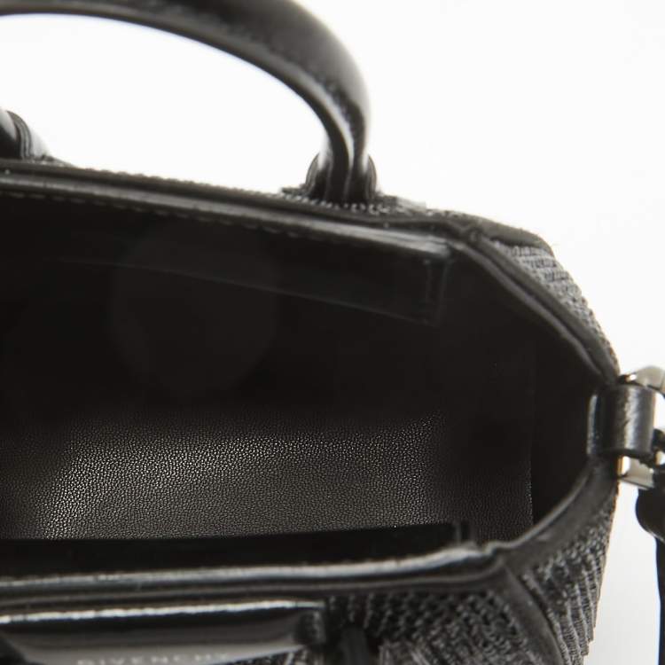 Pre Owned Givenchy Black Satin and Leather Micro Antigona Crystals Crossbody Bag