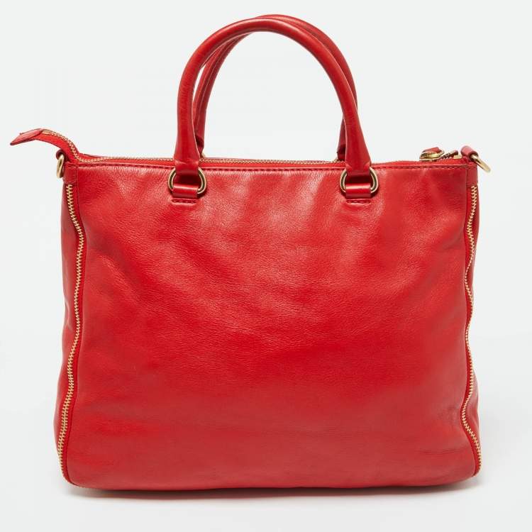 Pre Owned Givenchy Orange Leather Zip Tote