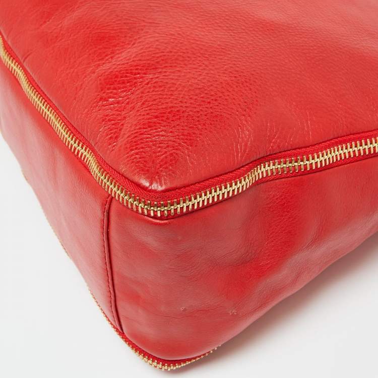 Pre Owned Givenchy Orange Leather Zip Tote