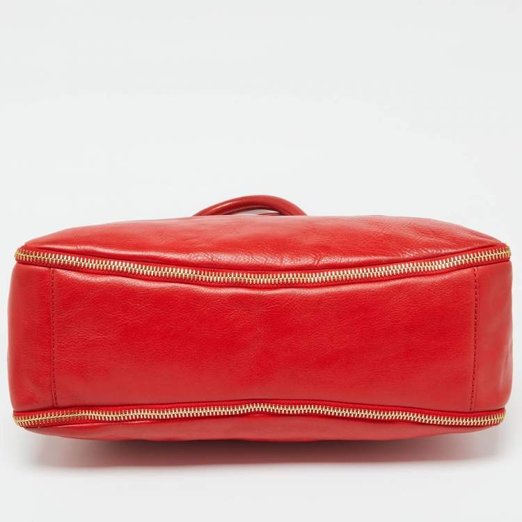 Pre Owned Givenchy Orange Leather Zip Tote