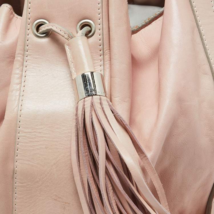 Pre Owned Givenchy Pink Leather Drawstring Tassel Hobo